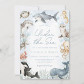 Onder het Zee Whale Baby shower Invitation Kaart (Voorkant)