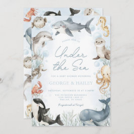 Onder het Zee Whale Baby shower Invitation Kaart