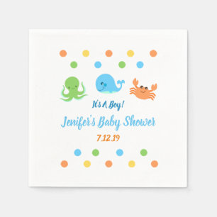 Onder het Zee/Whale Baby shower Napkins Servet
