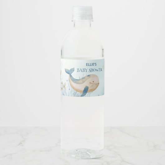Onder het Zee Whale Baby shower Waterfles Etiket (Voorkant)