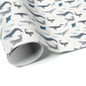 Onder het Zee Whale Birthday Cadeaupapier (Rol Hoek)