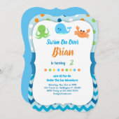 Onder het Zee Whale Birthday Invitation Kaart (Voorkant / Achterkant)