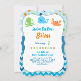 Onder het Zee Whale Birthday Invitation Kaart