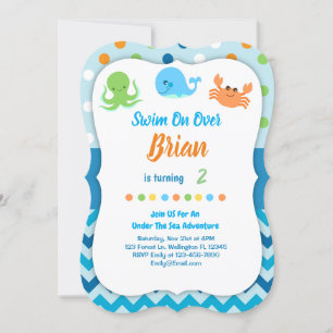 Onder het Zee Whale Birthday Invitation Kaart