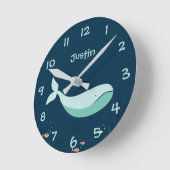 Onder het Zee Whale Kinder Nursery Wall Clock Ronde Klok (Hoek)