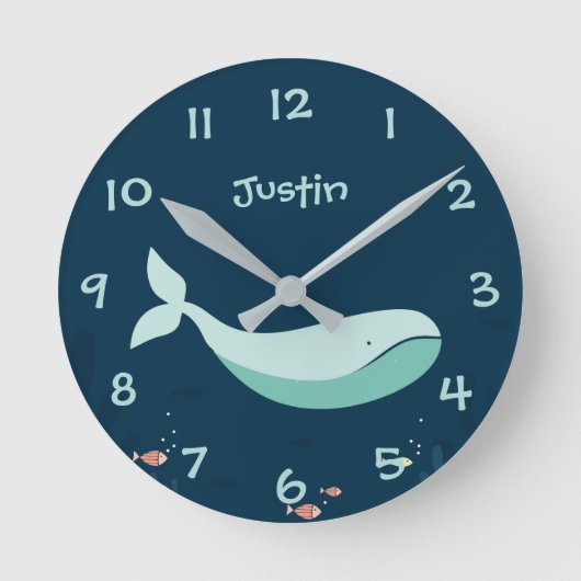 Onder het Zee Whale Kinder Nursery Wall Clock Ronde Klok (Voorkant)