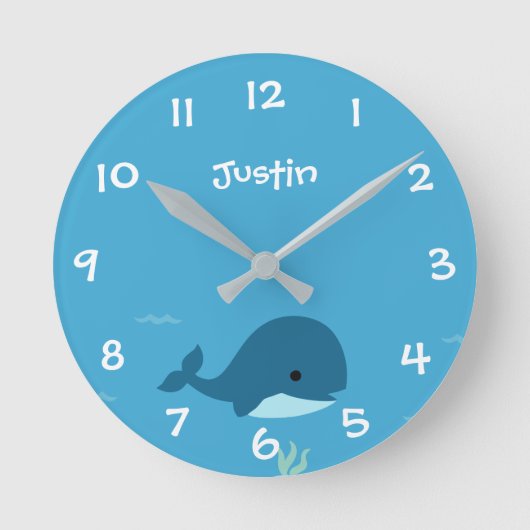 Onder het Zee Whale Kinder Nursery Wall Clock Ronde Klok (Voorkant)