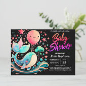 Onder het Zee Whale Nautical Girl Baby shower Kaart (Staand voorkant)