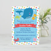 Onder het Zee Whale Ocean Creatures Baby shower Kaart (Staand voorkant)