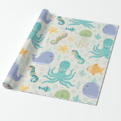 Onder het Zee Whale Pattern Cadeaupapier (Uitgerold)