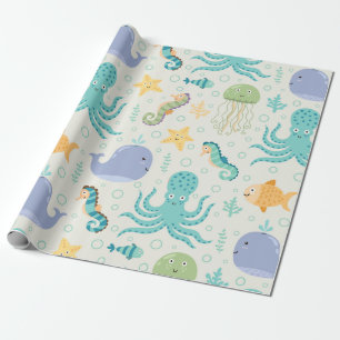 Onder het Zee Whale Pattern Cadeaupapier