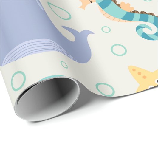 Onder het Zee Whale Pattern Cadeaupapier (Rol Hoek)