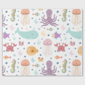 Onder het Zee Whale Pattern Cadeaupapier (Vlak)