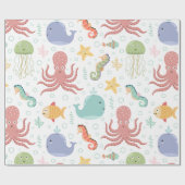 Onder het Zee Whale Pattern Cadeaupapier (Vlak)