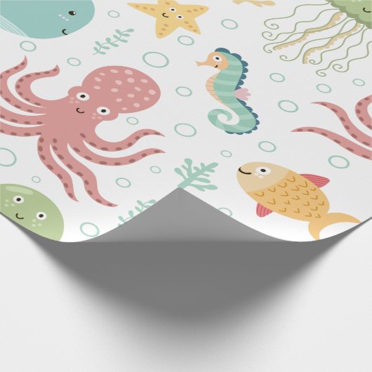Onder het Zee Whale Pattern Cadeaupapier (Hoek)