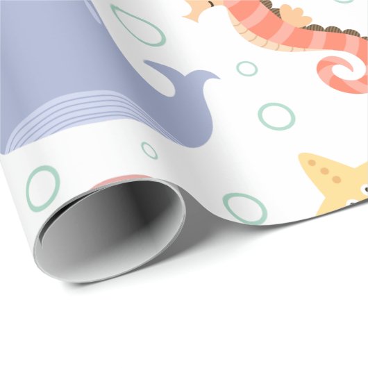 Onder het Zee Whale Pattern Cadeaupapier (Rol Hoek)