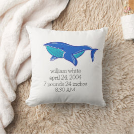 Onder het Zee Whale Personalized Birth Stats Kussen