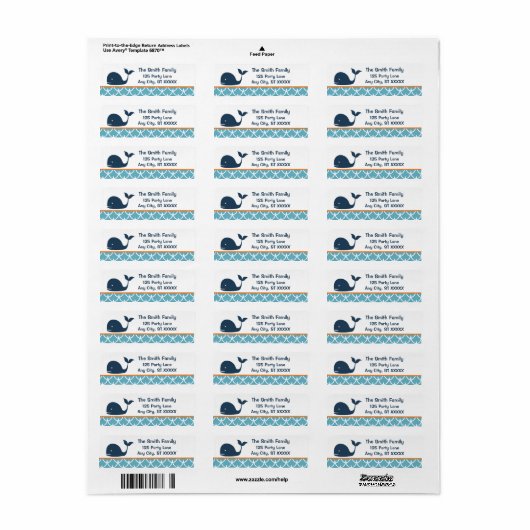 Onder het Zee, Whale Return Address Label (Full Sheet)