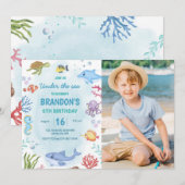 Onder het Zee Whale Shark Turtle Verjaardagsfoto Kaart (Voorkant / Achterkant)