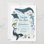 Onder het Zee Whale Shark Turtle Zee Life Birthday Kaart (Voorkant)