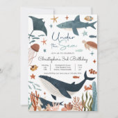 Onder het Zee Whale Shark Turtle Zee Life Birthday Kaart (Voorkant)