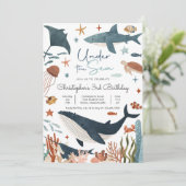 Onder het Zee Whale Shark Turtle Zee Life Birthday Kaart (Staand voorkant)