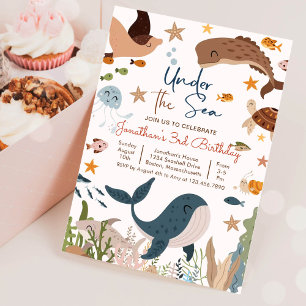 Onder het Zee Whale Shark Turtle Zee Life Birthday Kaart