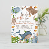 Onder het Zee Whale Shark Turtle Zee Life Birthday Kaart (Staand voorkant)