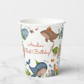 Onder het Zee Whale Shark Zee Life 1st Birthday Papieren Bekers (Achterkant)