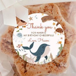 Onder het Zee Whale Shark Zee Life 1st Birthday Ronde Sticker