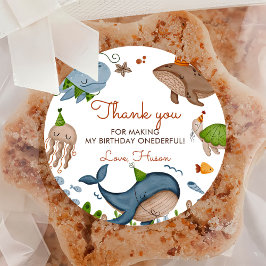 Onder het Zee Whale Shark Zee Life 1st Birthday Ronde Sticker