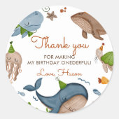 Onder het Zee Whale Shark Zee Life 1st Birthday Ronde Sticker (Voorkant)