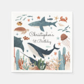 Onder het Zee Whale Shark Zee Life 1st Birthday Servet (Voorkant)