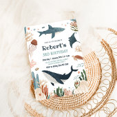 Onder het Zee Whale Turtle Shark 1st Birthday Kaart