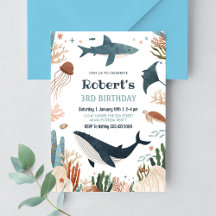 Onder het Zee Whale Turtle Shark 1st Birthday