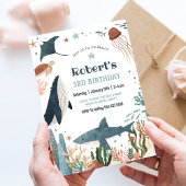 Onder het Zee Whale Turtle Shark 1st Birthday Kaart