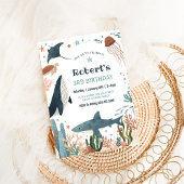 Onder het Zee Whale Turtle Shark 1st Birthday Kaart