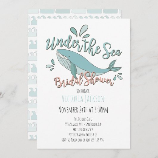 Onder het Zee Whale Vrijgezellenfeest Kaart (Voorkant / Achterkant)