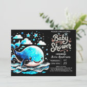 Onder het Zee Whale Waterverf Boy Baby shower Kaart (Staand voorkant)