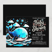 Onder het Zee Whale Waterverf Boy Baby shower Kaart (Voorkant / Achterkant)