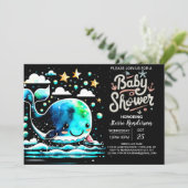 Onder het Zee Whale Waves Boy Baby shower Kaart (Staand voorkant)