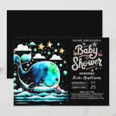 Onder het Zee Whale Waves Boy Baby shower Kaart (Voorkant / Achterkant)