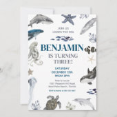 Onder het Zee Whale Zee Life Verjaardagsfeest Kaart (Voorkant)