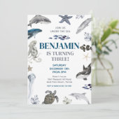 Onder het Zee Whale Zee Life Verjaardagsfeest Kaart (Staand voorkant)