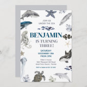 Onder het Zee Whale Zee Life Verjaardagsfeest Kaart (Voorkant / Achterkant)