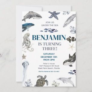 Onder het Zee Whale Zee Life Verjaardagsfeest Kaart