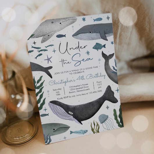 Onder het Zee Whale Zee Life Verjaardagsfeest Kaart