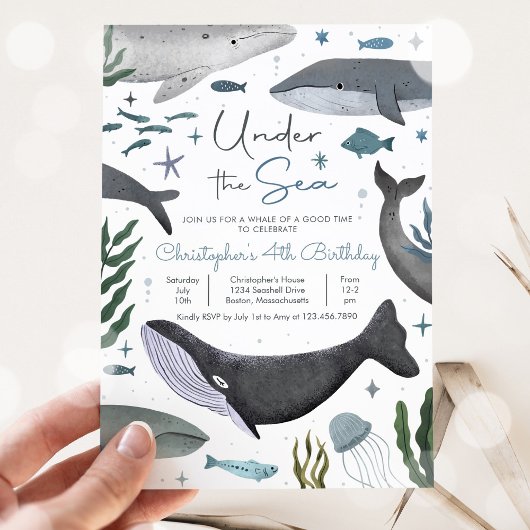 Onder het Zee Whale Zee Life Verjaardagsfeest Kaart