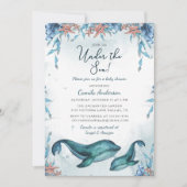 Onder het Zee Whales Boy Baby shower Kaart (Voorkant)