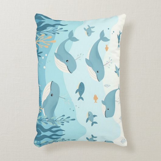 Onder het Zee Whales & Fish Accent Kussen (Voorkant(Verticaal))